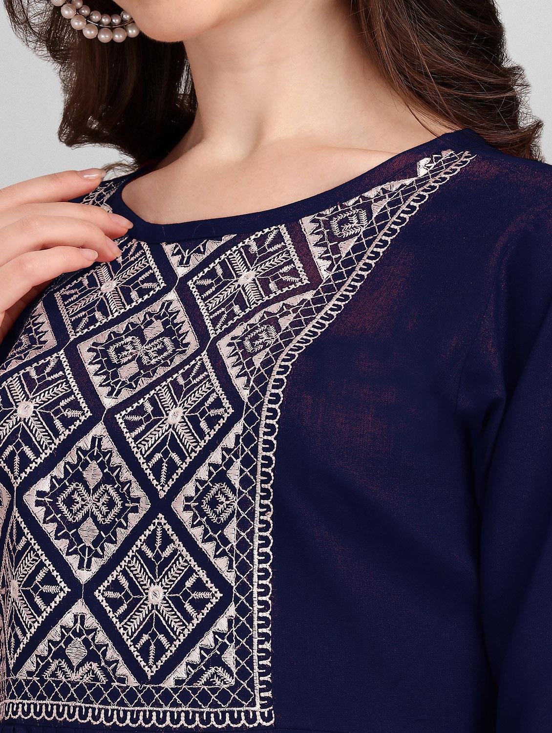 navy blue rayon regular top - 19437053 - Standard Image - 4
