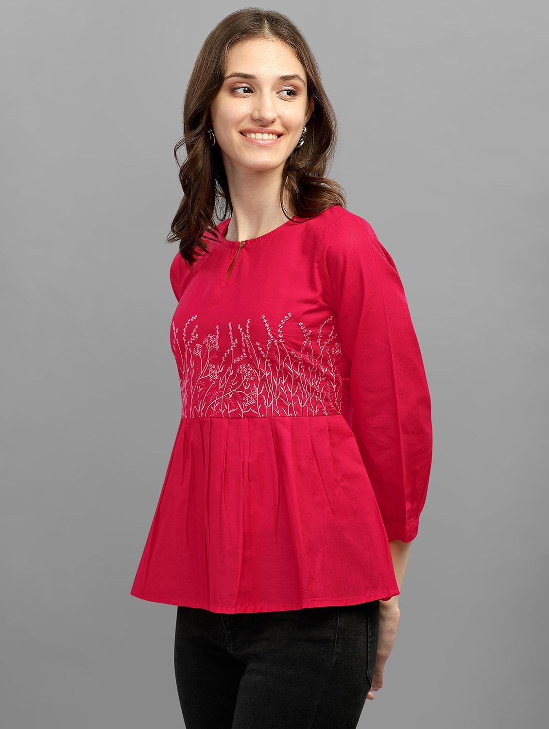 pink polyester peplum top - 19437071 - Standard Image - 1
