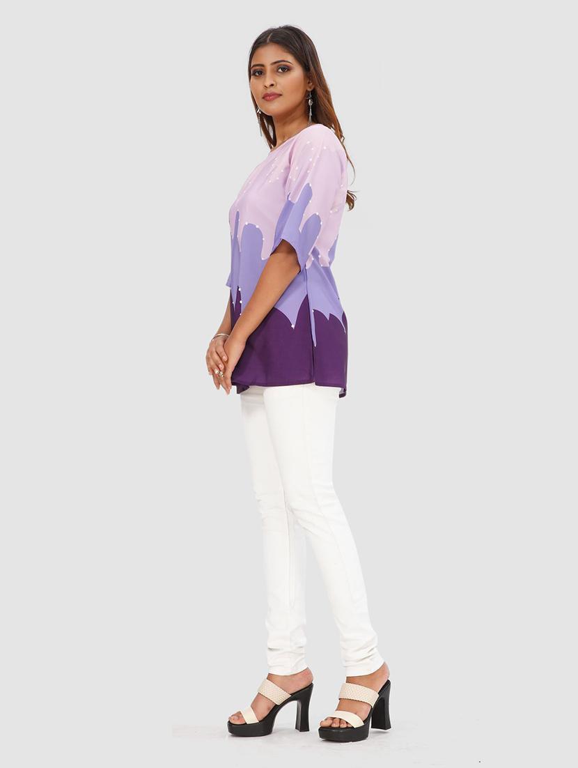 multi colored colored block a-line top - 19437076 - Standard Image - 1