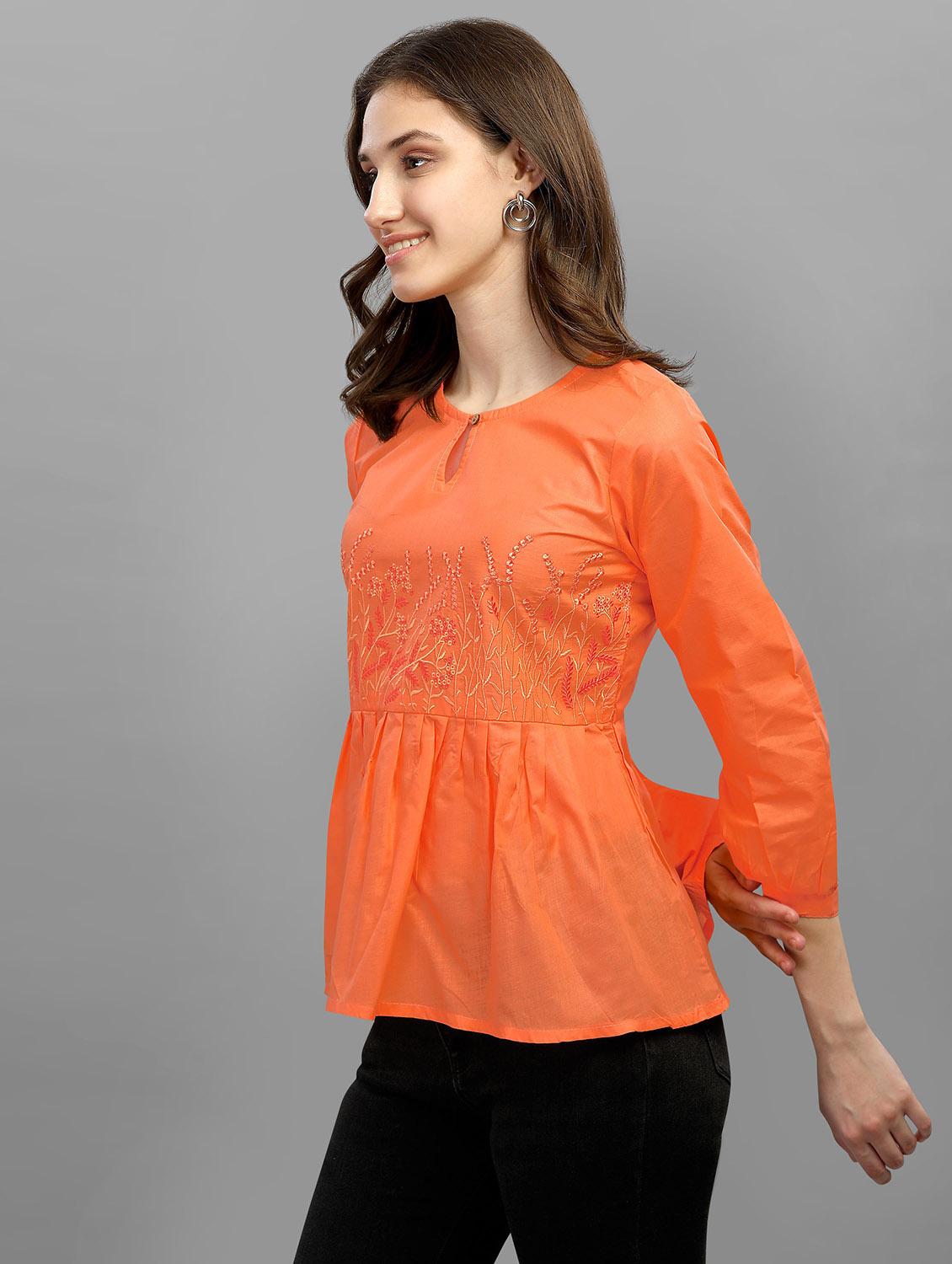 orange cotton peplum top - 19437079 - Standard Image - 1