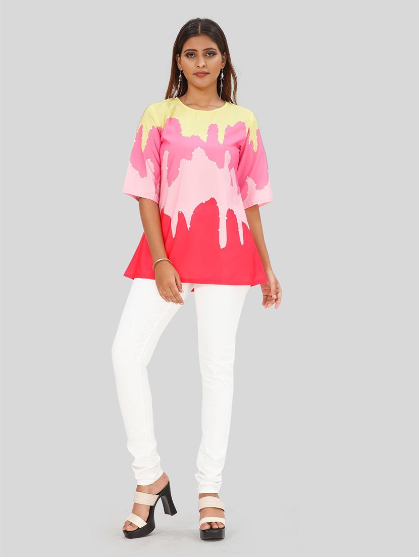 multi colored colored block a-line top - 19437082 - Standard Image - 1