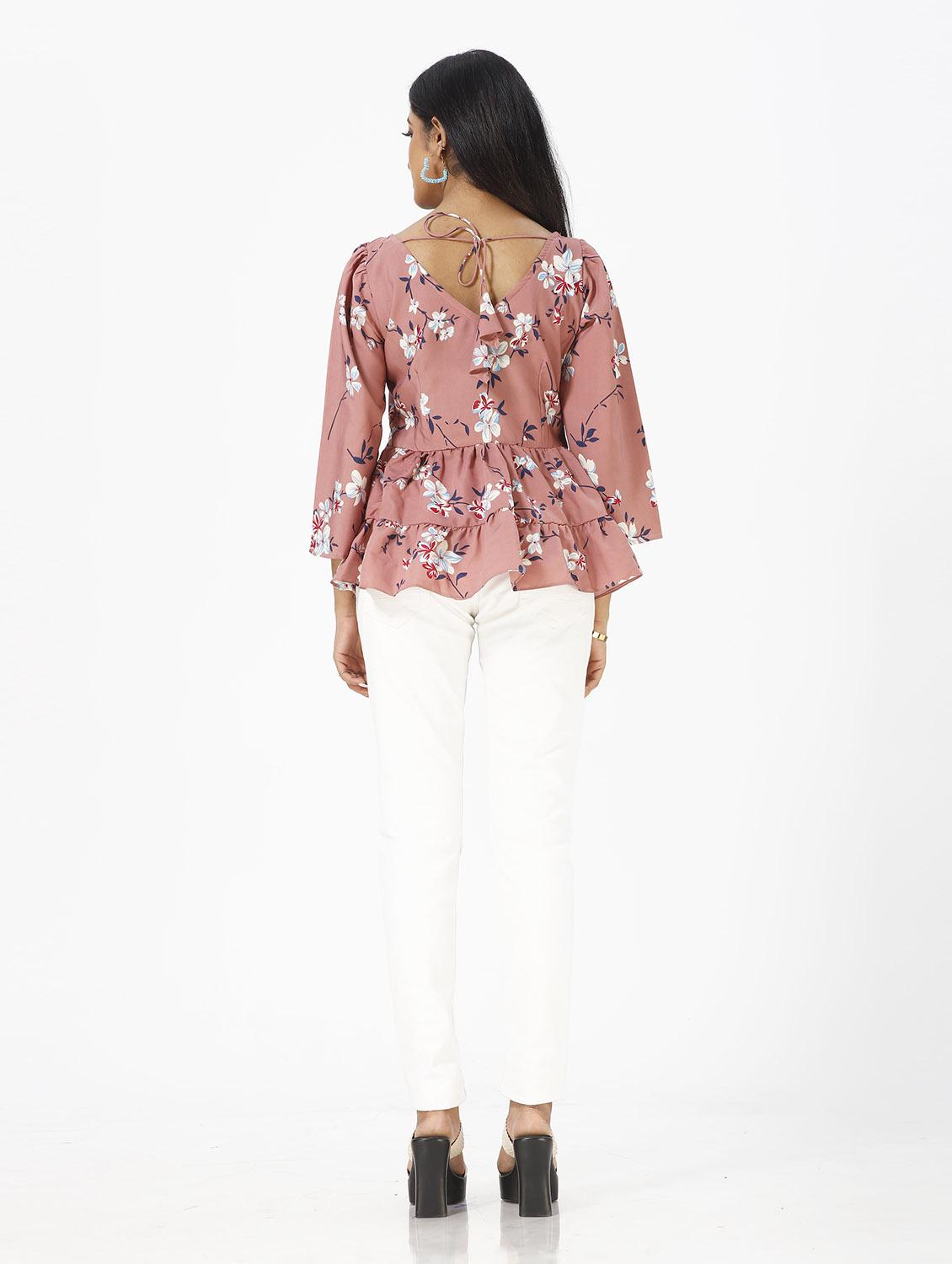 pink floral print peplum top - 19437088 - Standard Image - 4