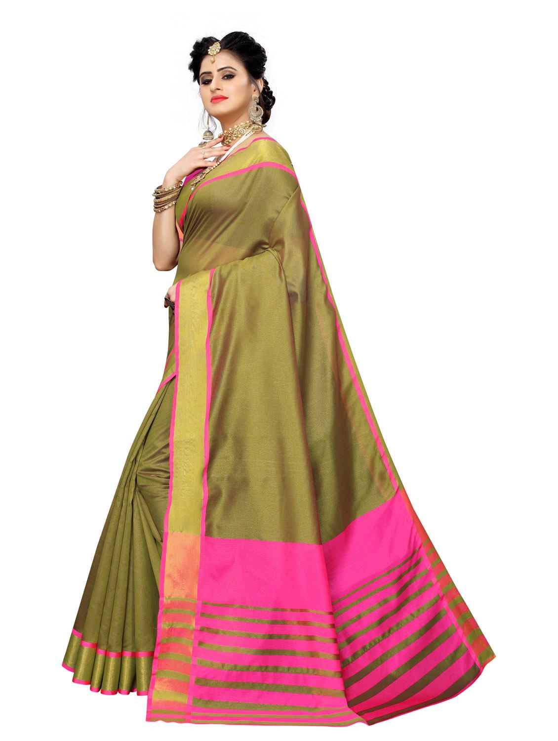 solid bordered saree - 19437153 - Standard Image - 1