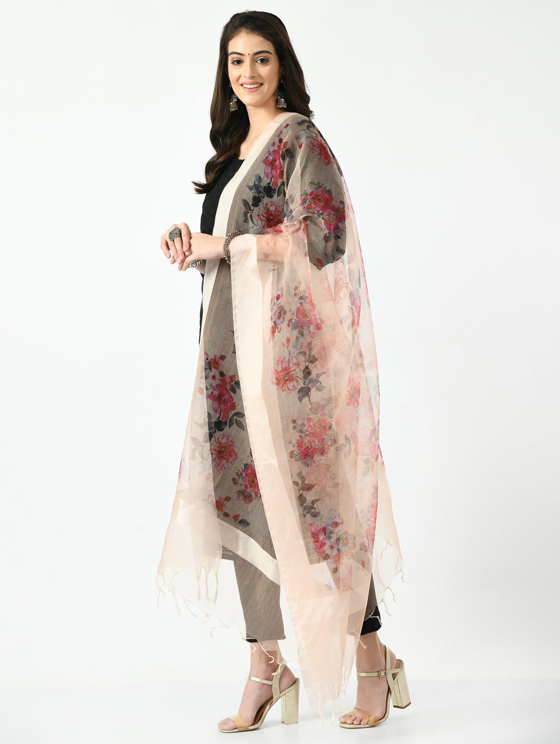 cream floral printed dupatta - 19437208 - Standard Image - 1