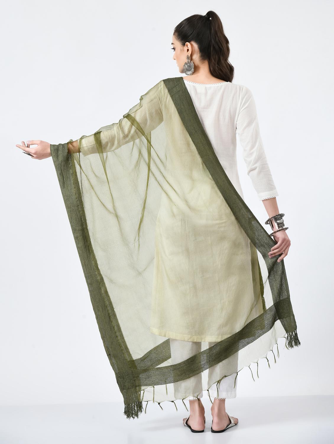 olive organza dupatta - 19437211 - Standard Image - 4