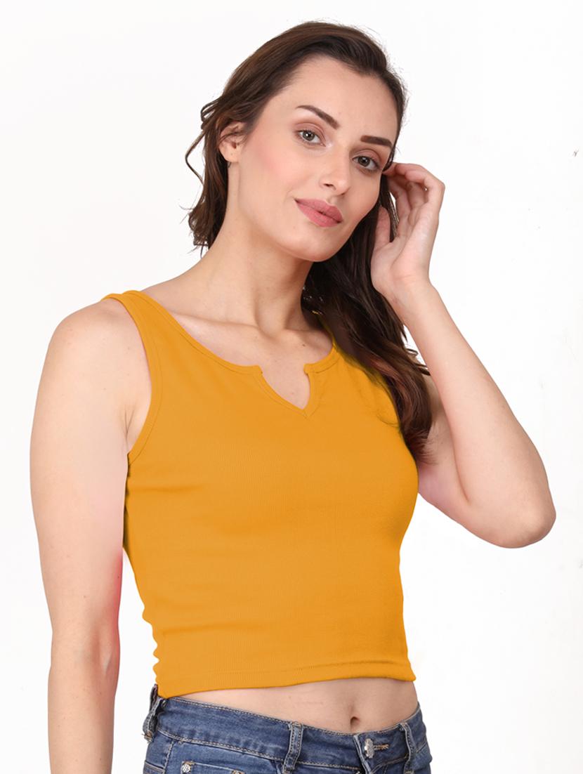 women's crop notch neck top - 19438122 - Standard Image - 1