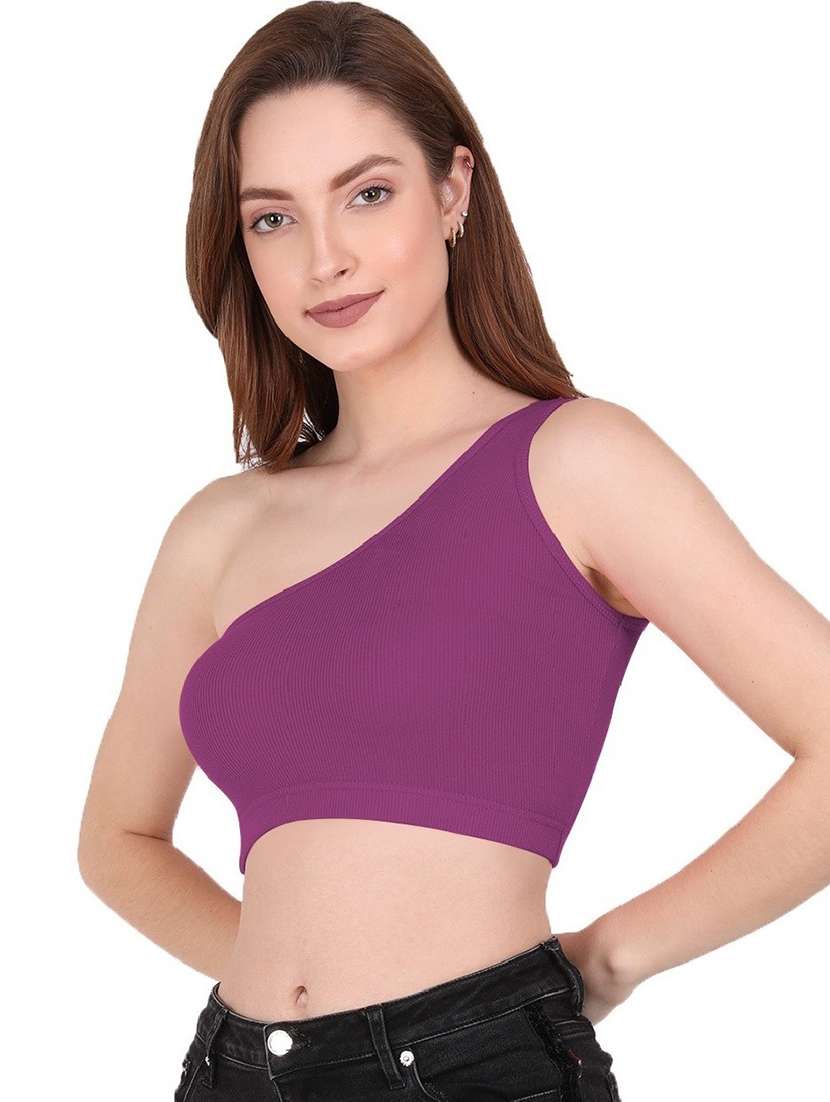 women's crop single shoulder top - 19438545 -  Standard Image - 1