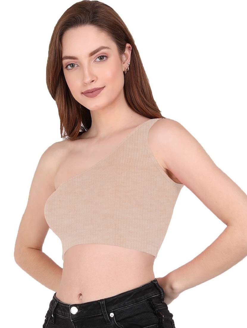 women's crop single shoulder top - 19438550 -  Standard Image - 1