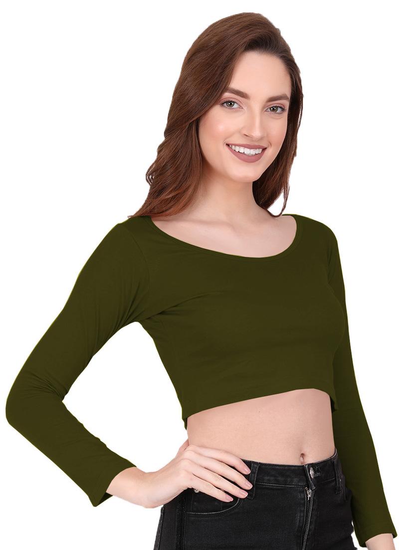 women's crop round neck top - 19438675 - Standard Image - 1