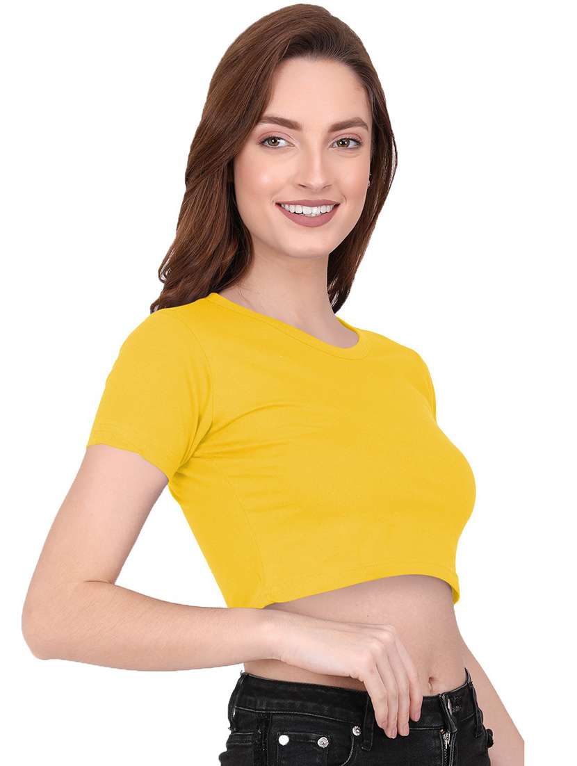 women's crop round neck top - 19438946 -  Standard Image - 1
