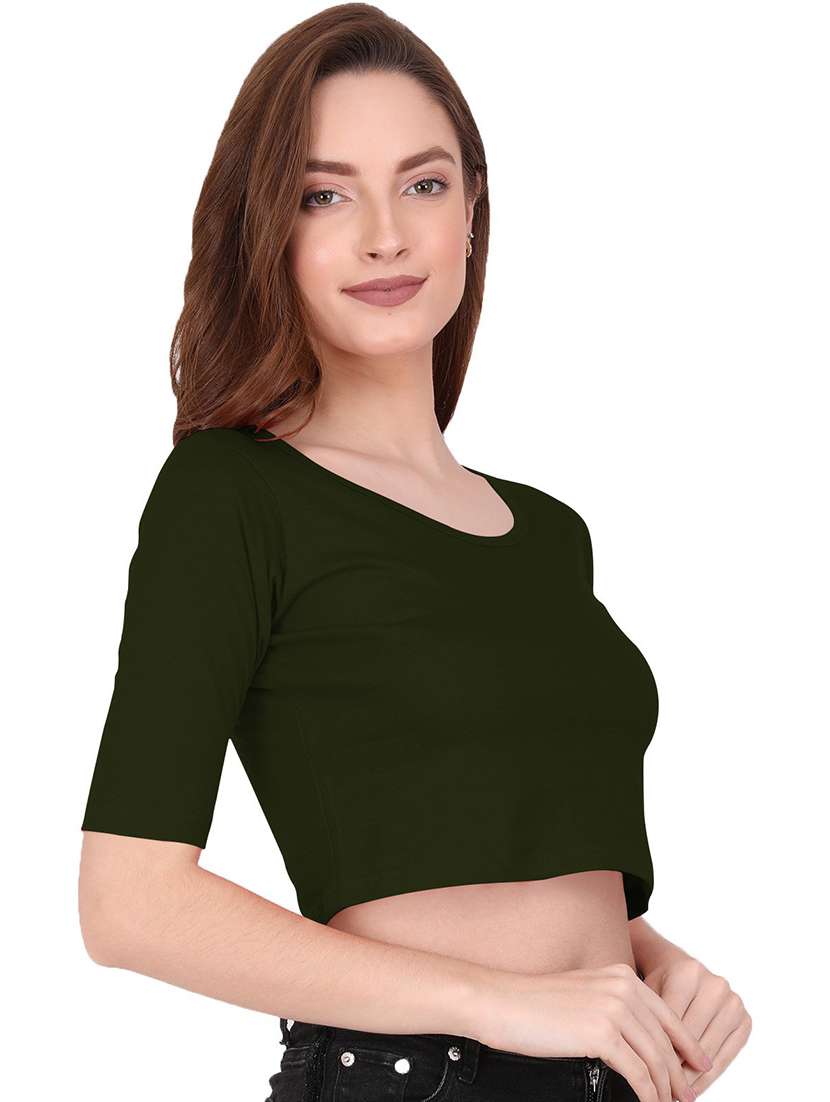 women's crop round neck top - 19439033 - Standard Image - 1