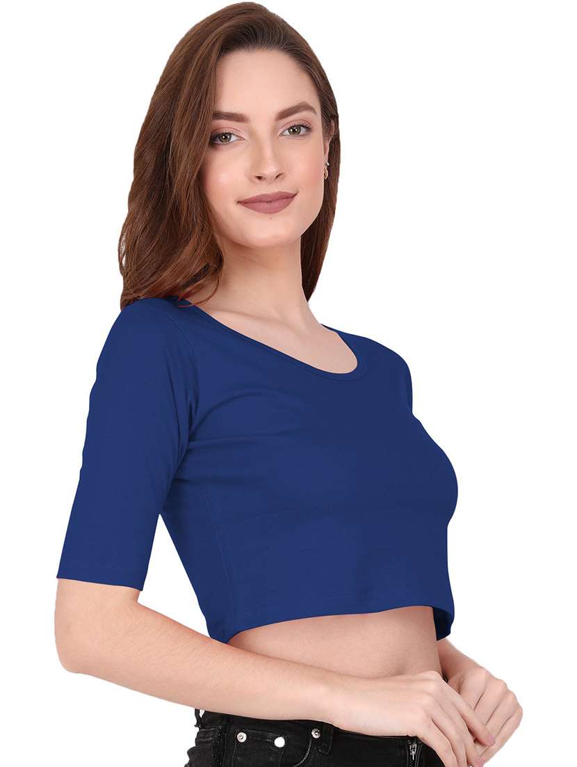 women's crop round neck top - 19439034 - Standard Image - 1