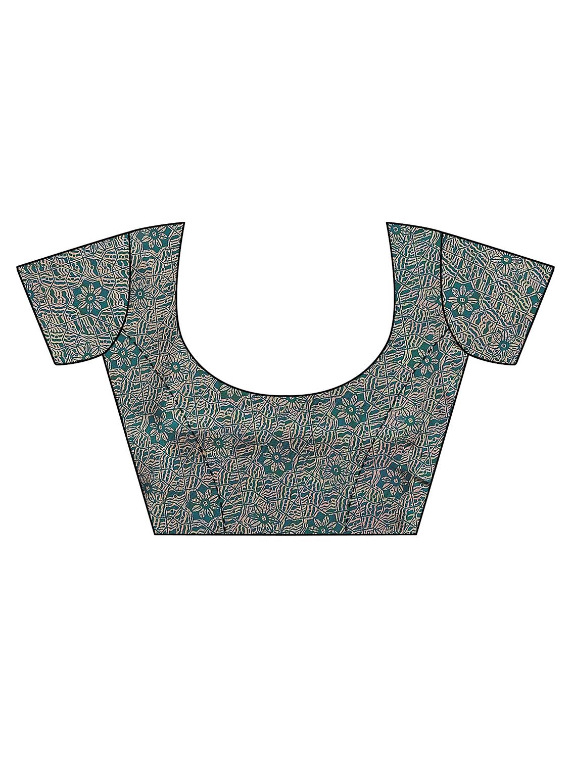 contrast bordered printed saree - 19439276 - Standard Image - 4