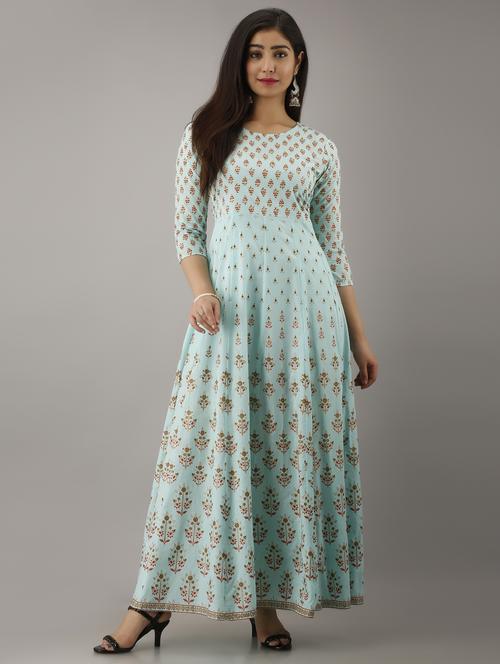 round neck printed anarkali kurta - 19440746 - Standard Image - 0