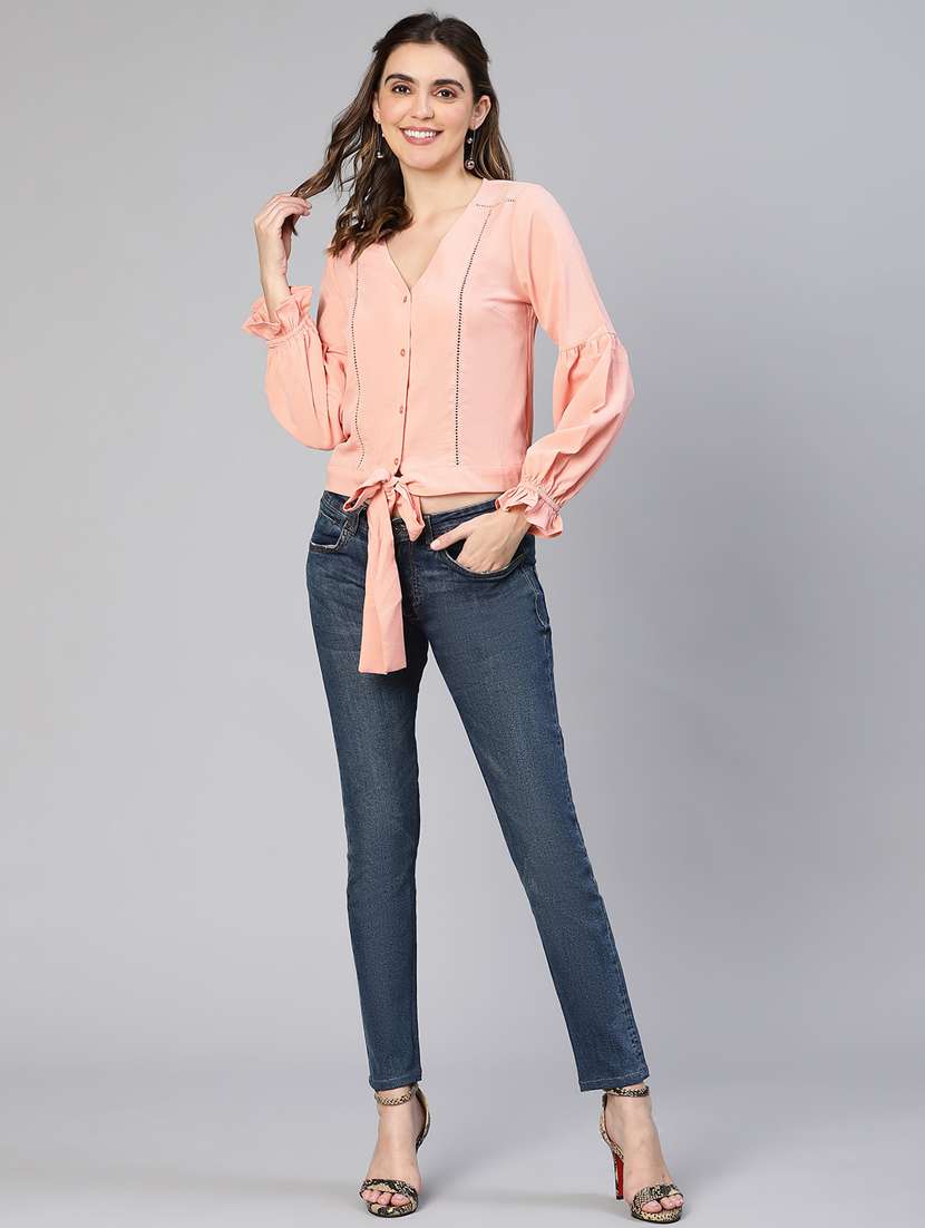 women's blouson v neck top - 19440833 - Standard Image - 4