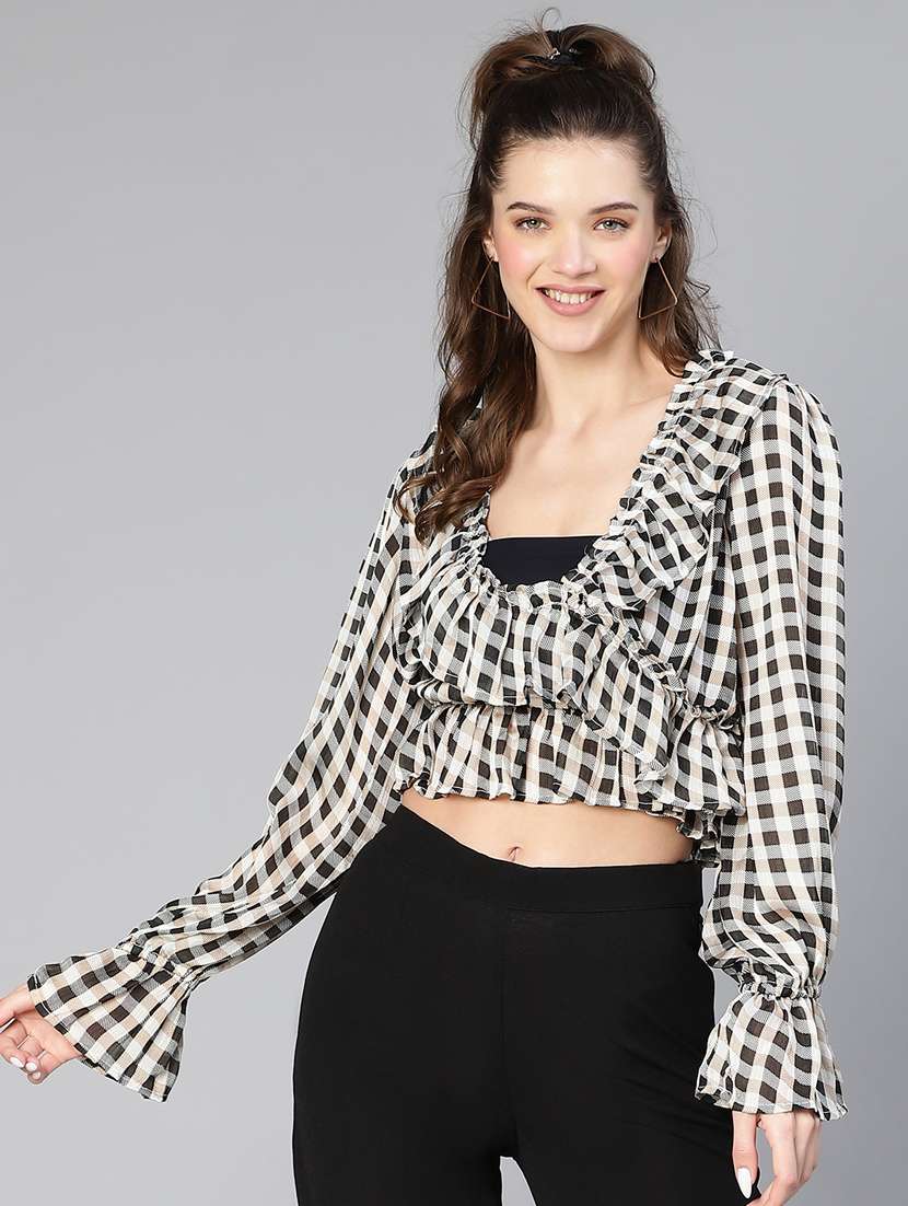 women's ruffle square neck top