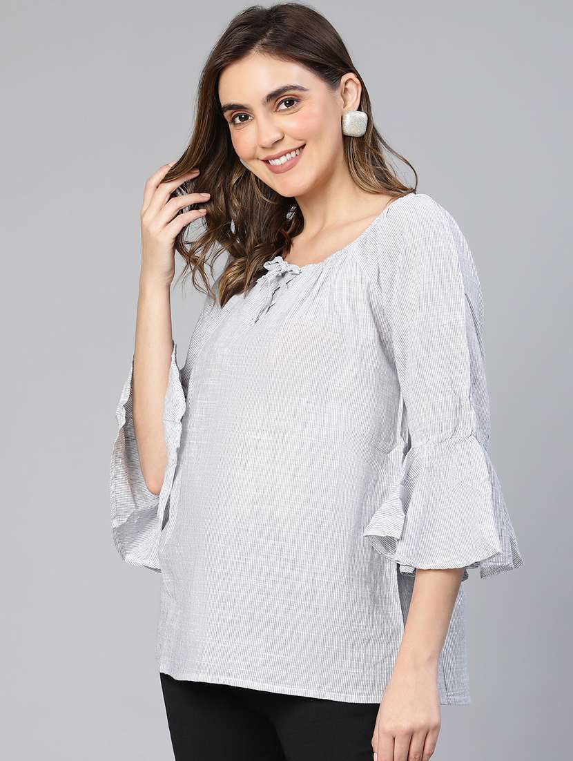 women's straight tie-up neck top - 19440860 -  Standard Image - 1