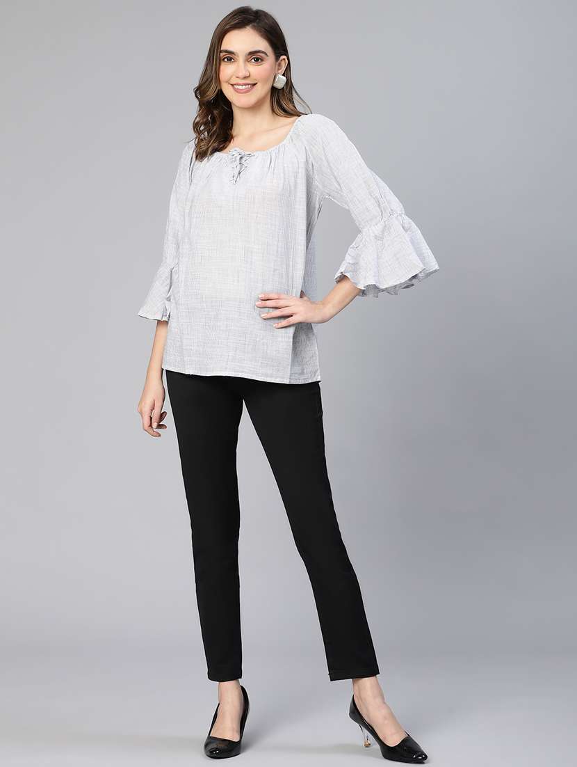 women's straight tie-up neck top - 19440860 -  Standard Image - 4