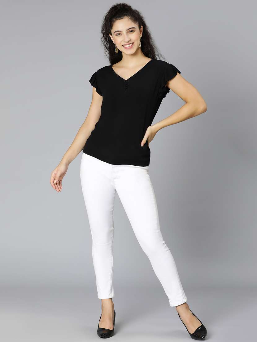 women's straight v neck top - 19440867 -  Standard Image - 4