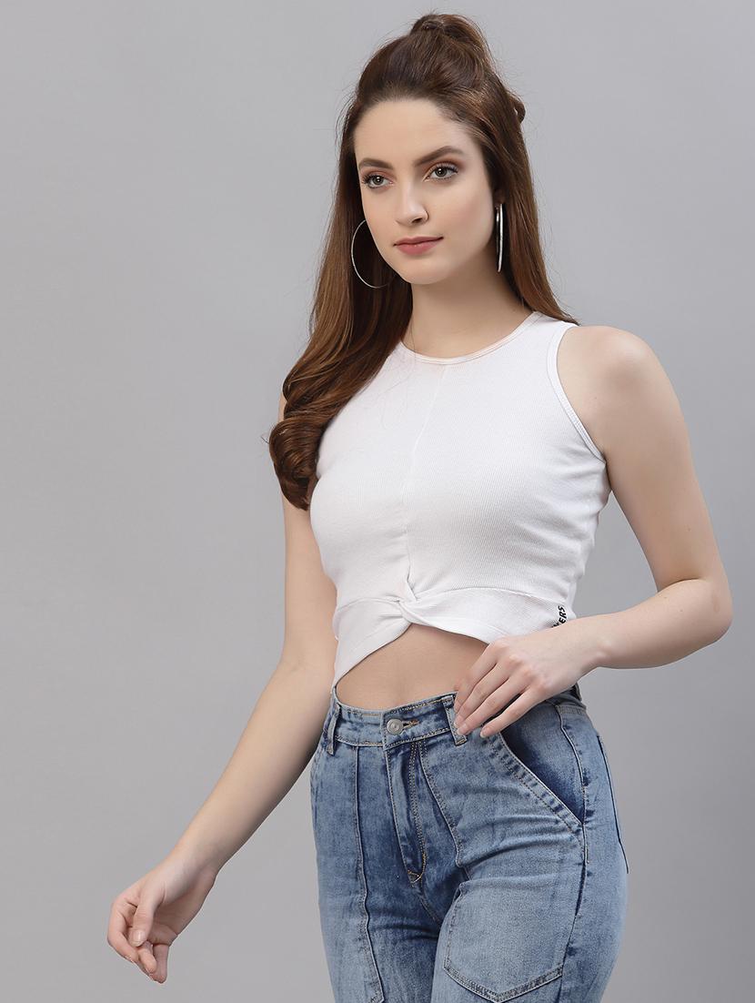 women's crop round neck top - 19451383 - Standard Image - 1