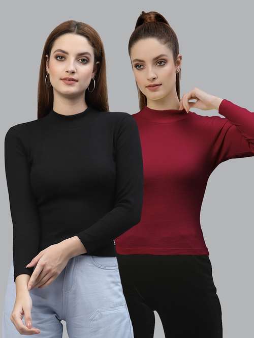 women's straight high neck top - 19451650 - Standard Image - 0