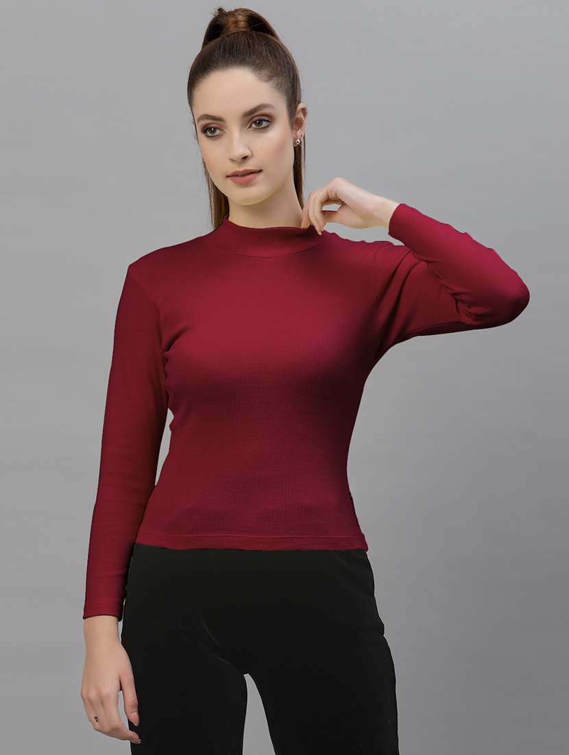 women's straight high neck top - 19451650 - Standard Image - 1