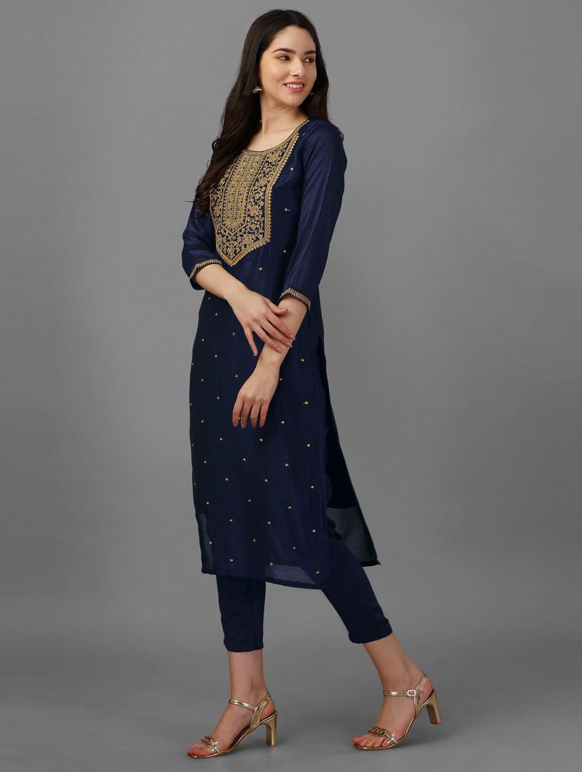 self design silk blend straight kurta - 19451990 - Standard Image - 1