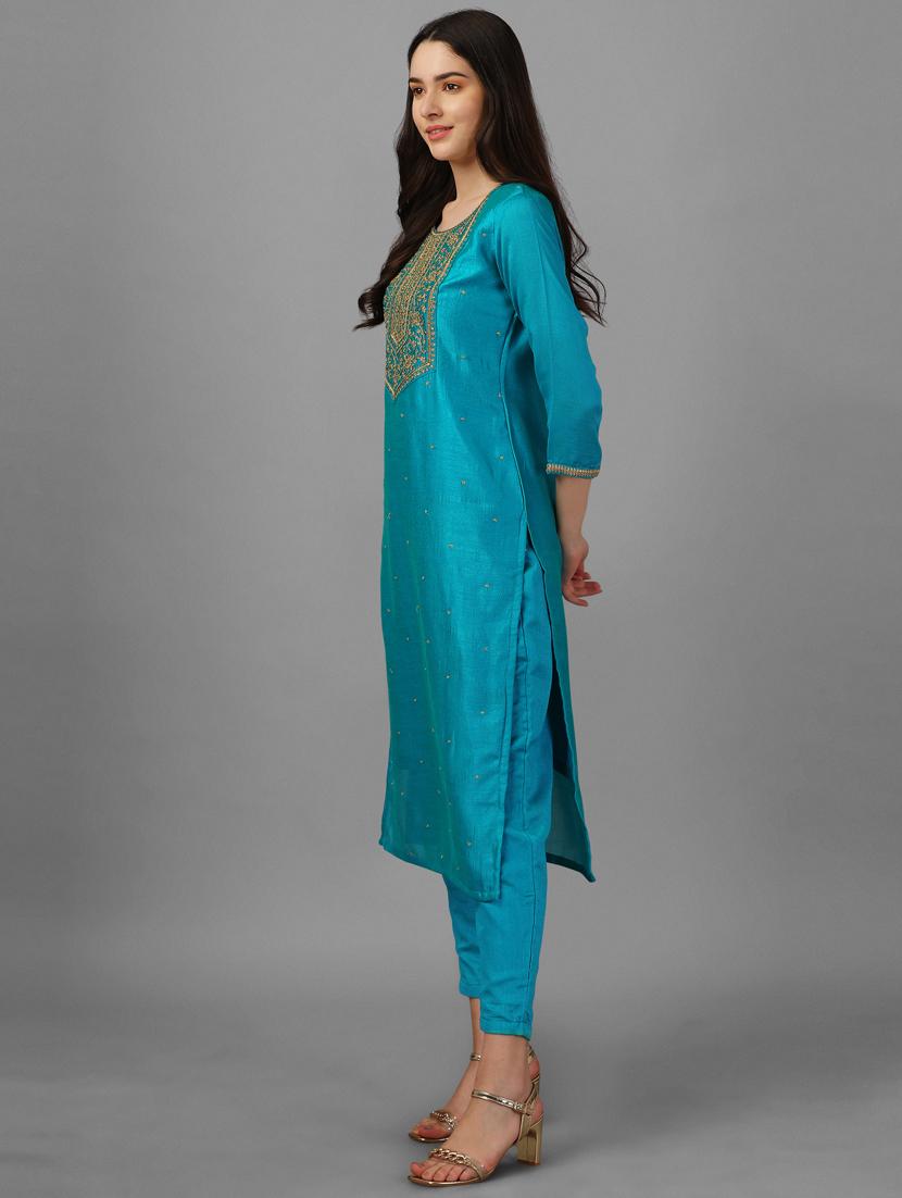 self design silk blend straight kurta - 19451995 - Standard Image - 1