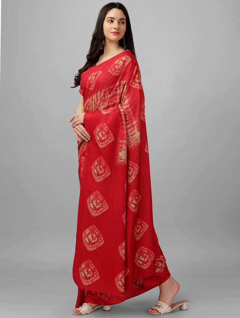 red printed saree with blouse - 19452033 -  Standard Image - 1