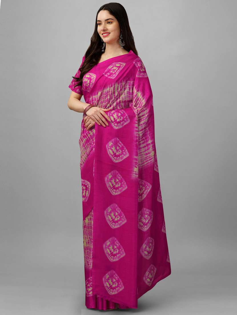 women's shibori pink colored saree with blouse - 19452036 -  Standard Image - 1