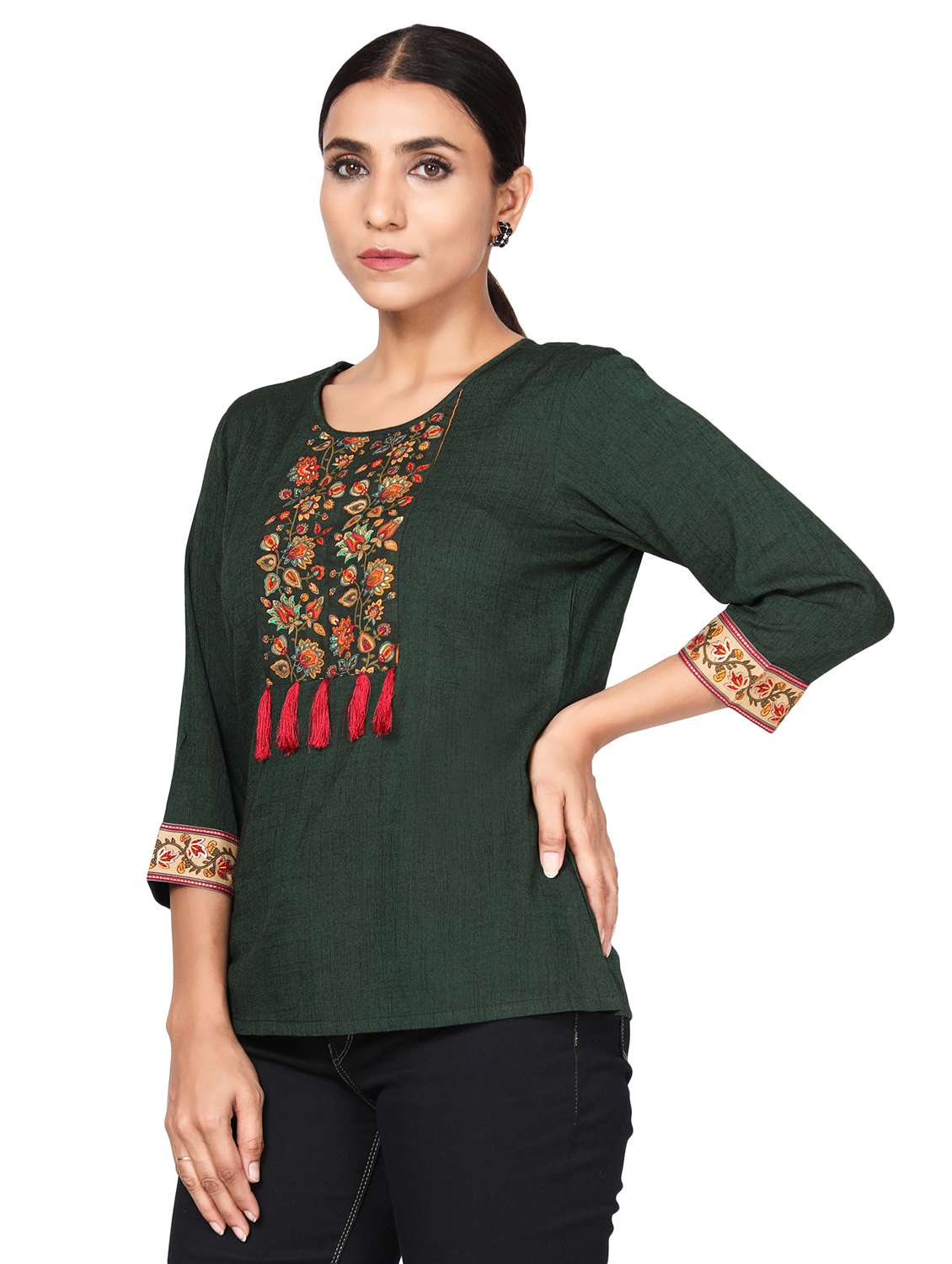 round neck printed regular tunic - 19452092 -  Standard Image - 1