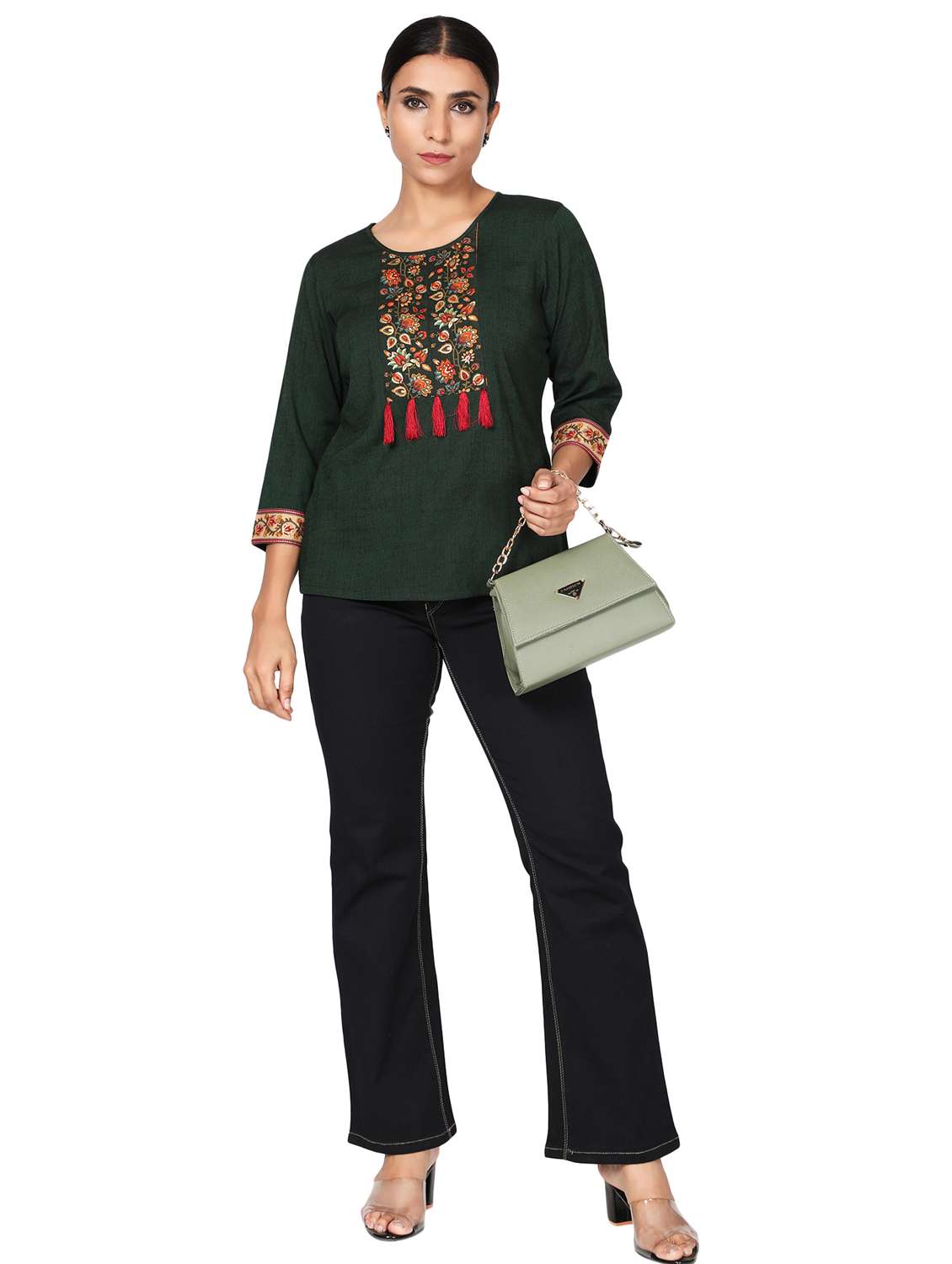 round neck printed regular tunic - 19452092 -  Standard Image - 4