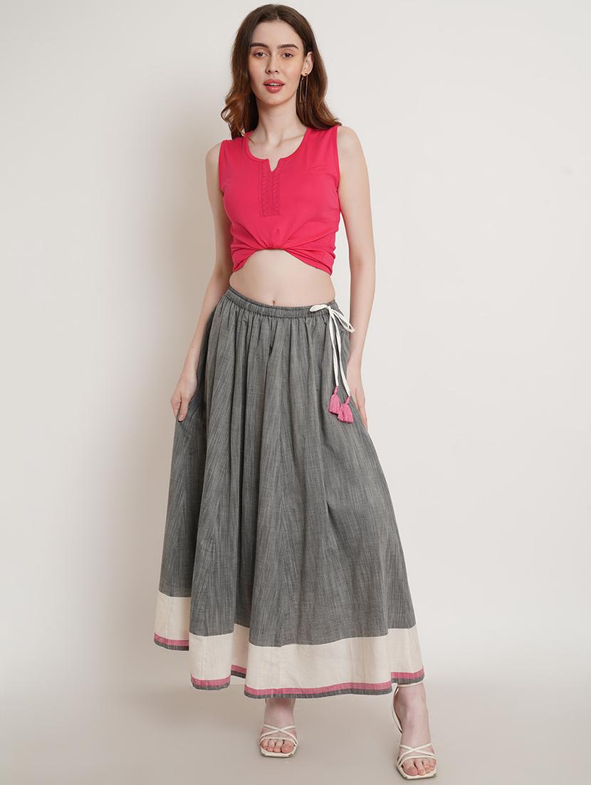 grey cotton aline skirts - 19452161 - Standard Image - 4