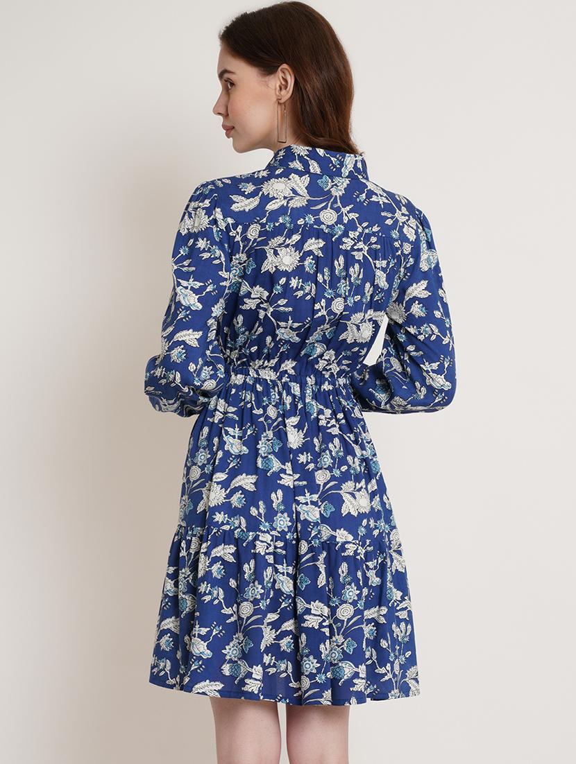 blue floral fit & flare dress - 19452164 - Standard Image - 1