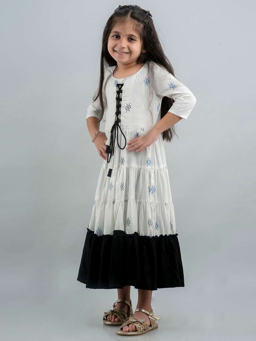 white printed anarkali kurti - 19452408 -  Standard Image - 1