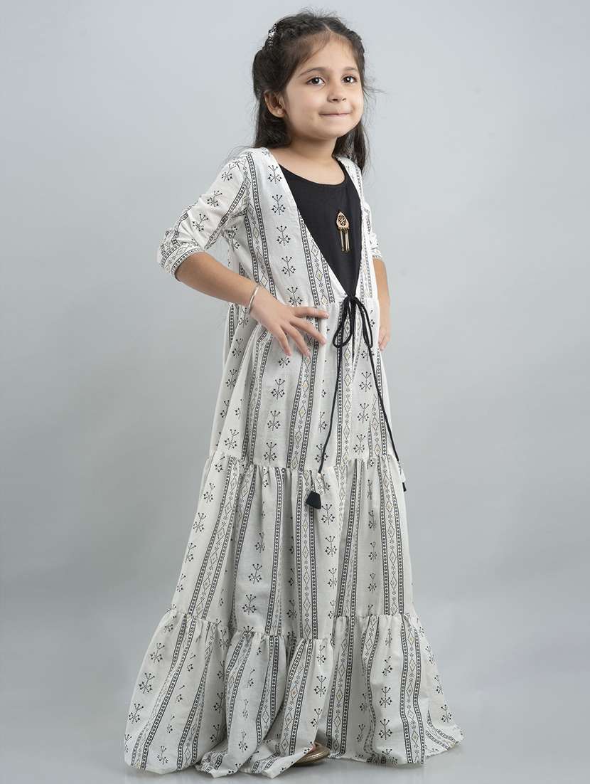 white printed anarkali kurti - 19452413 -  Standard Image - 1