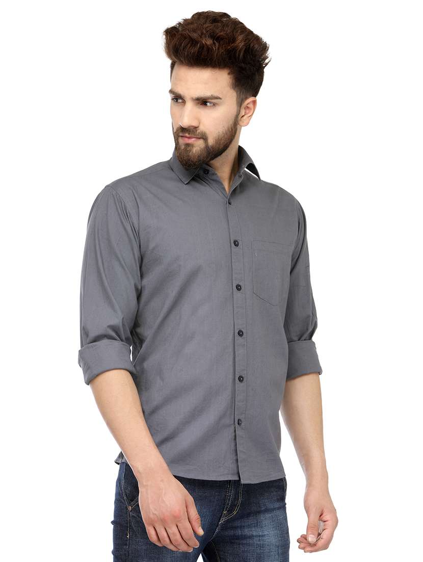 mens solid casual shirt - 19452966 - Standard Image - 1