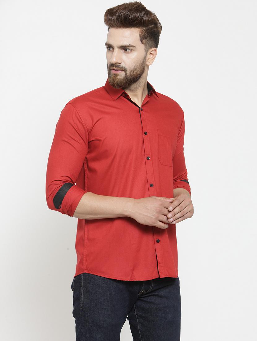 maroon cotton casual shirt - 19452974 - Standard Image - 1