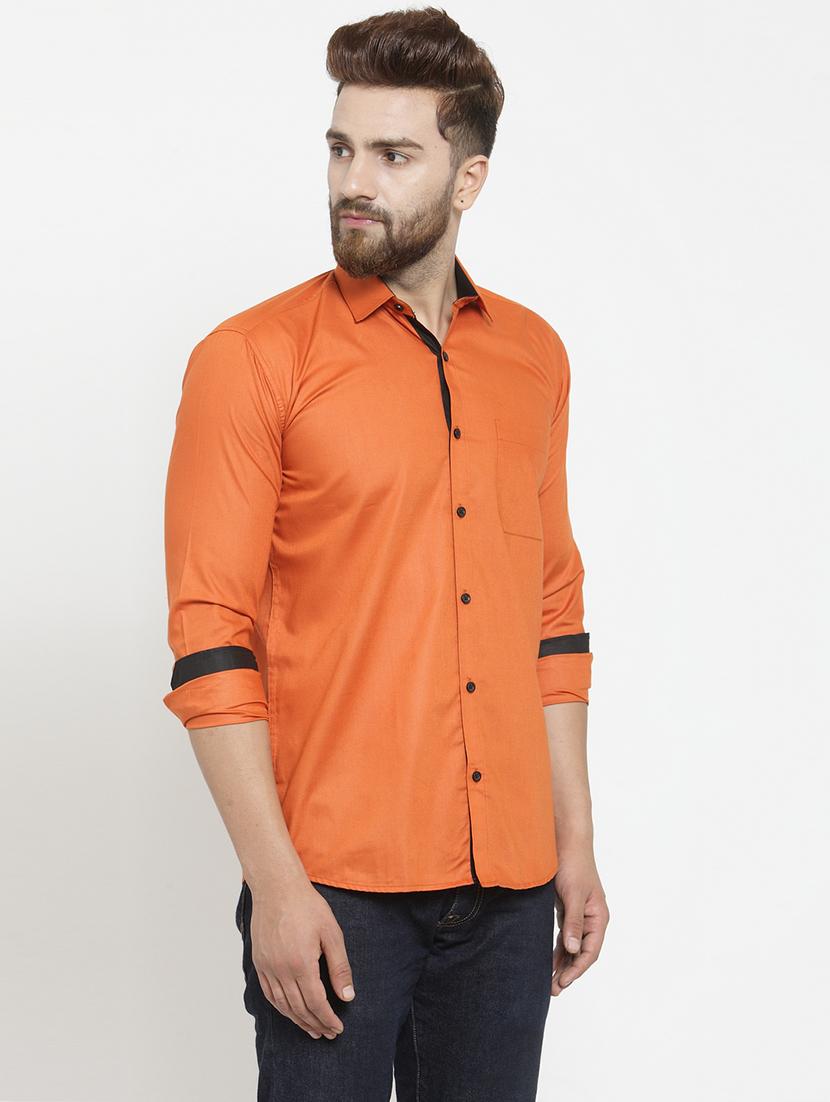 orange cotton casual shirt - 19452981 - Standard Image - 1