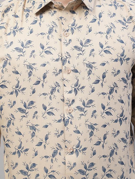 mens leaf print casual shirt - 19453029 - Standard Image - 4