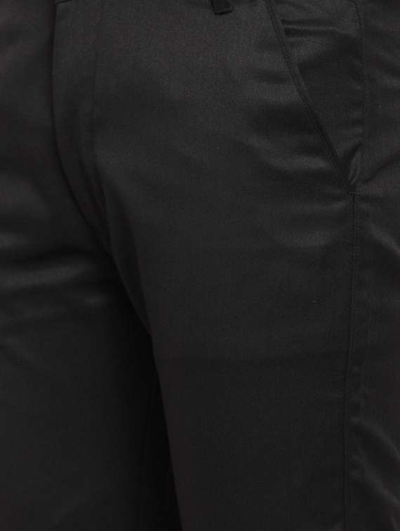 black cotton flat front chinos - 19453050 -  Standard Image - 4
