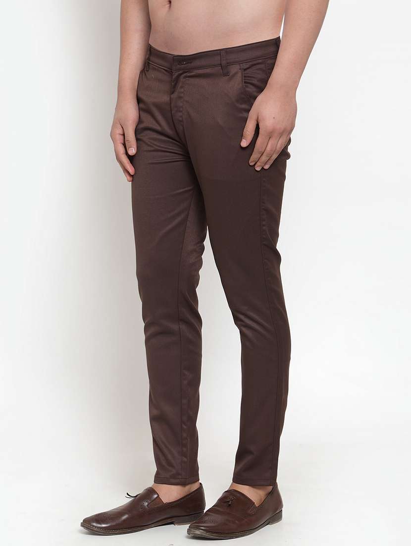 brown cotton flat front chinos - 19453051 -  Standard Image - 1