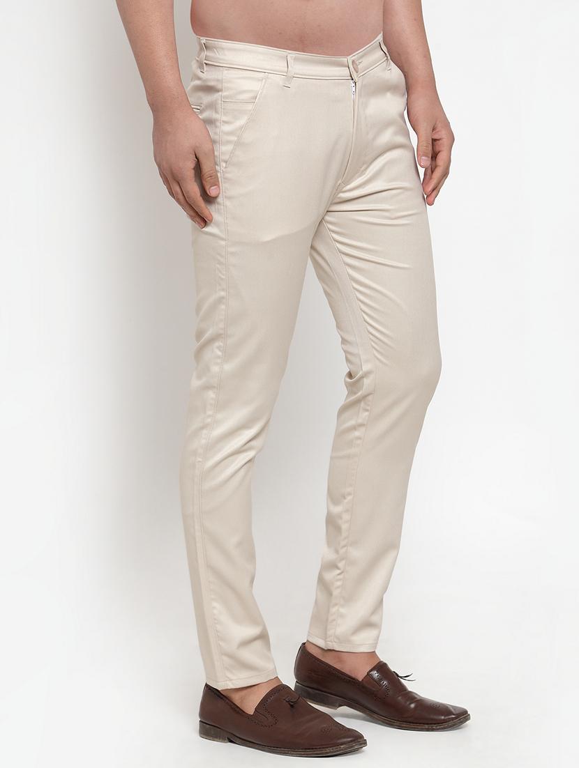 off-white cotton flat front chinos - 19453052 - Standard Image - 1
