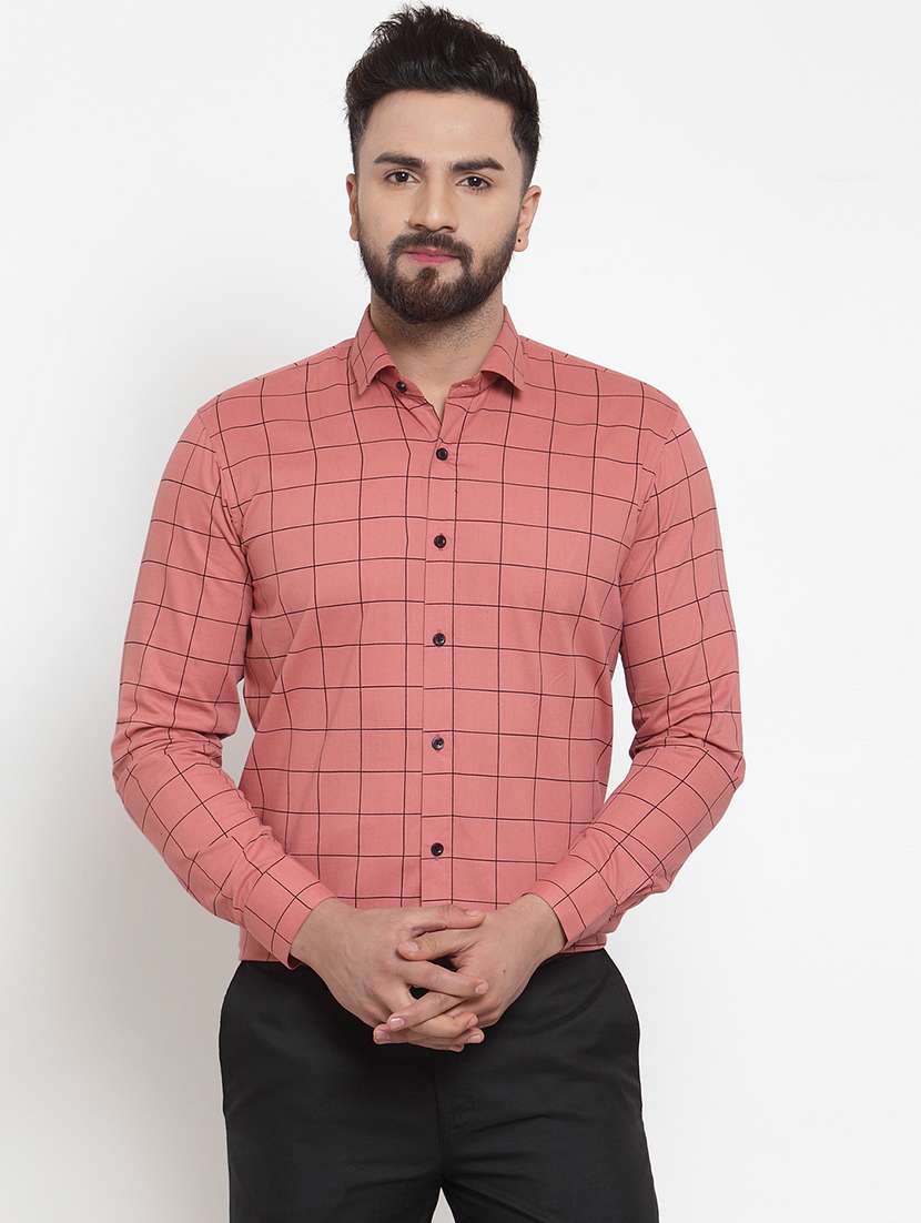 men green checkered regular fit collared casual shirt