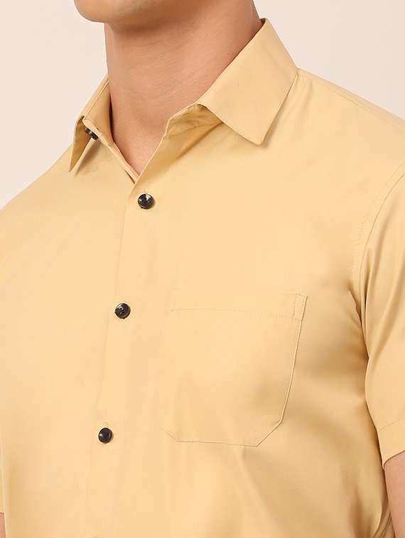 beige cotton formal shirt - 19453129 -  Standard Image - 4