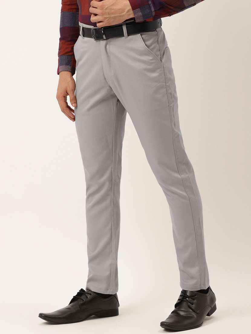 grey cotton flat front formal trouser - 19453172 -  Standard Image - 1