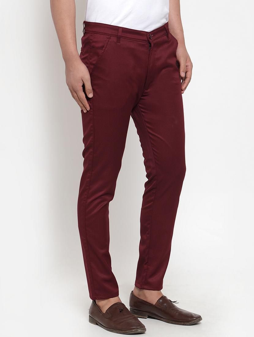maroon cotton flat front formal trouser - 19453173 - Standard Image - 1