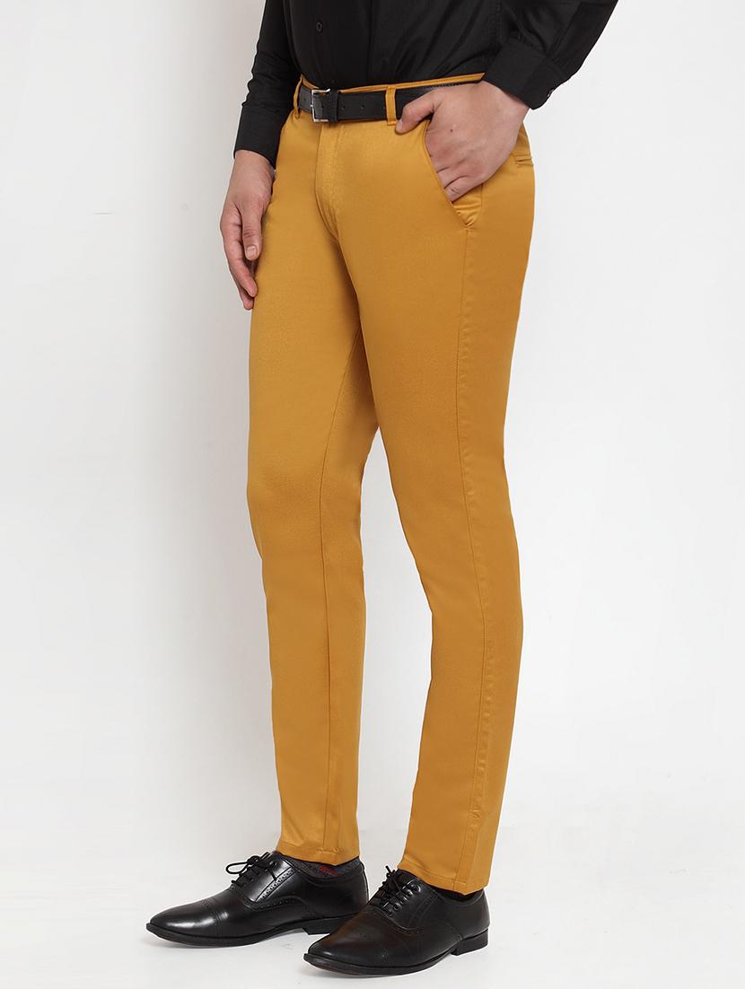 yellow cotton flat front formal trouser - 19453174 - Standard Image - 1