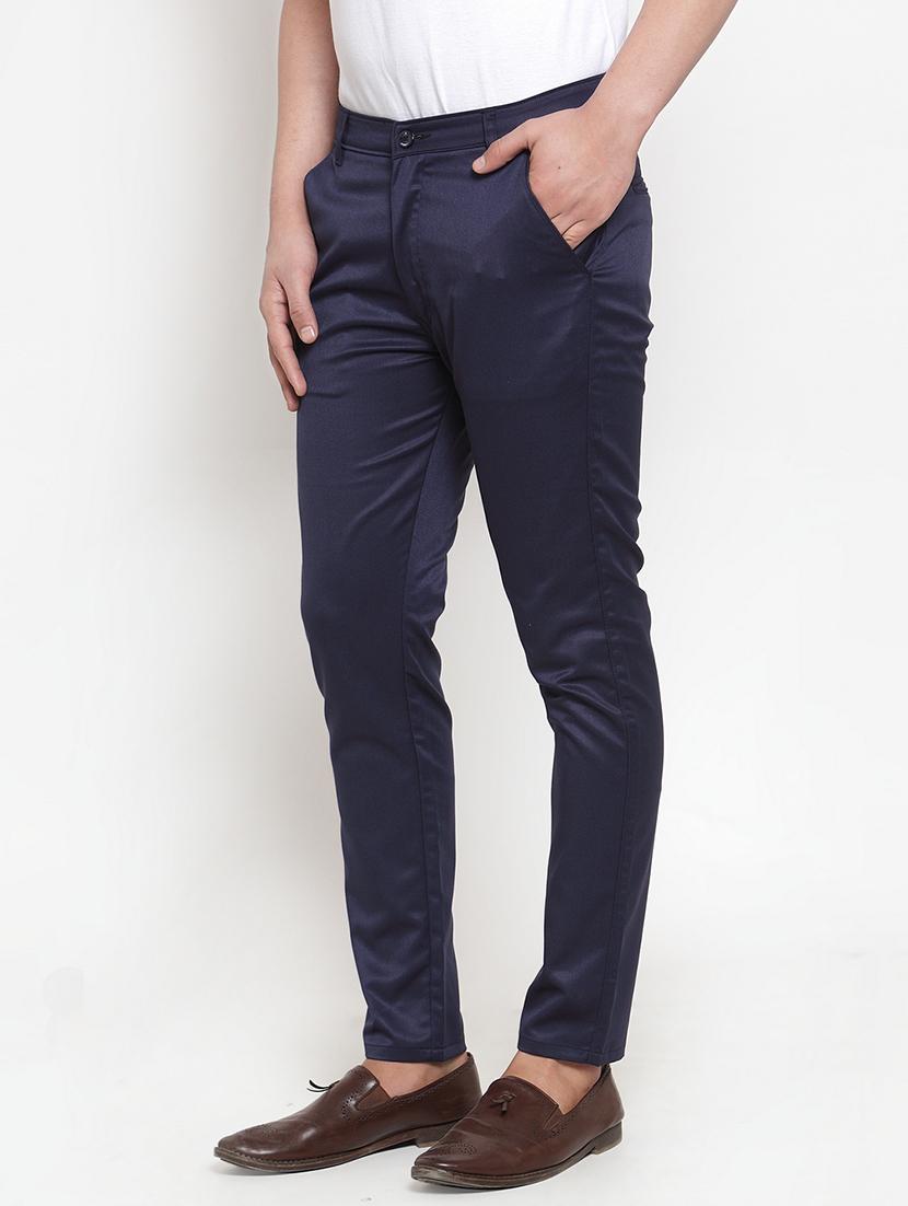 navy blue cotton flat front formal trouser - 19453175 - Standard Image - 1