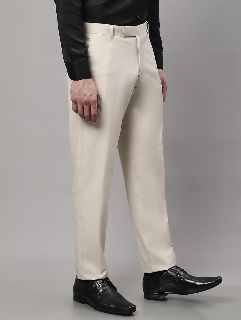 beige cotton flat front formal trouser - 19453181 - Standard Image - 1